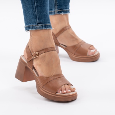 Pantofi Tip Sandale Piele Naturala Talpa Comoda AN2510-7 Camel