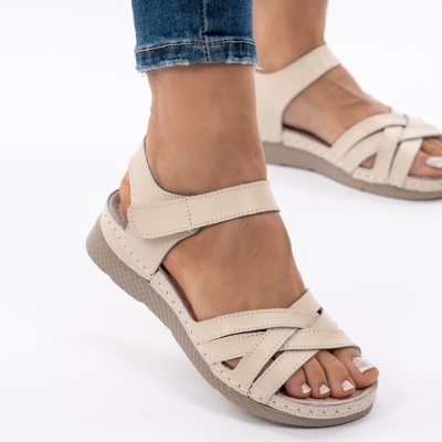 Pantofi Tip Sandale Piele Naturala Talpa Comoda AN2623-1 Bej