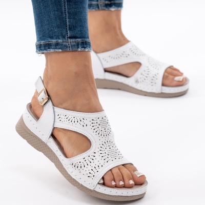 Pantofi Tip Sandale Piele Naturala Talpa Comoda AN2655 Alb