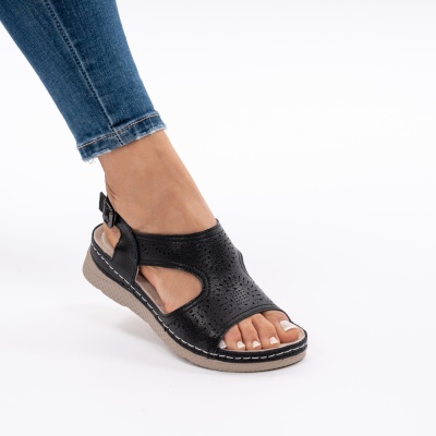 Pantofi Tip Sandale Piele Naturala Talpa Comoda AN2655 Negru