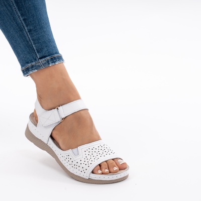 Pantofi Tip Sandale Piele Naturala Talpa Comoda AN2671-1 Alb