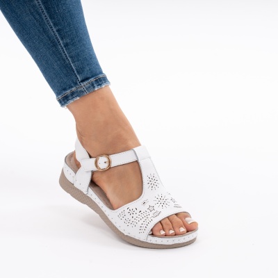 Pantofi Tip Sandale Piele Naturala Talpa Comoda AN2672-1 Alb