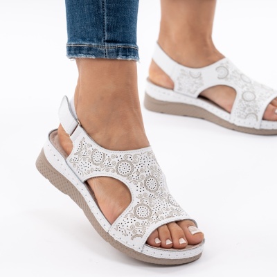 Pantofi Tip Sandale Piele Naturala Talpa Comoda AN2678-1 Alb