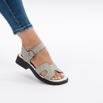 Pantofi Tip Sandale Piele Naturala Talpa Comoda JY6531 Verde