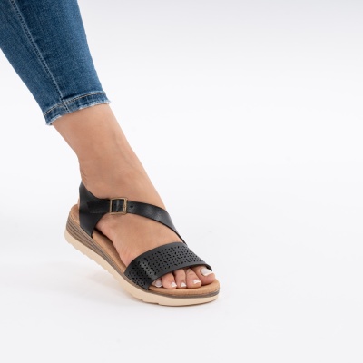 Pantofi Tip Sandale Piele Naturala Talpa Comoda OD926 Negru