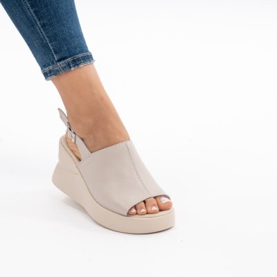 Pantofi Tip Sandale Piele Naturala Talpa Comoda T-8038 Bej