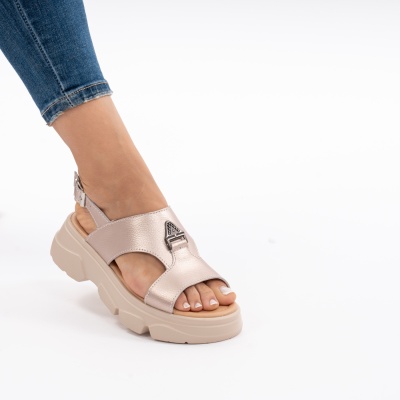Pantofi Tip Sandale Piele Naturala Talpa Comoda T-8048 Roz