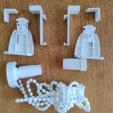 Sistem de prindere - Kit Clemfix Rulou Textil pentru tub 17mm(int.16mm) cu bile 4.5mm -Tip-2 alb