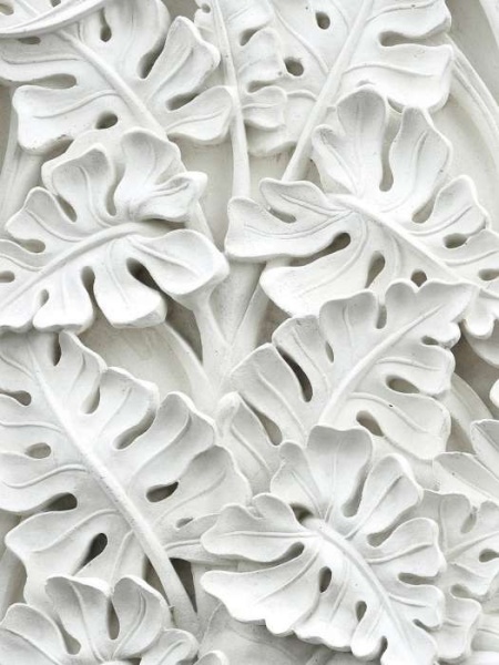 Papier peint avec effet 3D - Feuilles de palmier en gypse - 10052A