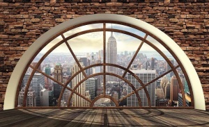 Papier Peint 3D Photo Murale XXL Villes pour les fenêtres - Vue de New York - Intissé
