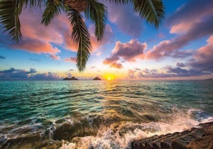 Papier Peint Panoramique XXL Mer Coucher de soleil au-dessus de l'océan - Photo Murale Intissé