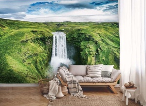 Papier Peint Panoramique XXL Nature Cascade dans un endroit vert - Photo Murale Intissé - Img 3