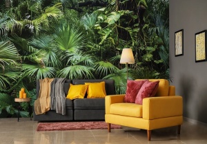 Papier Peint Panoramique XXL Nature Feuilles vert foncé Jungle - Photo Murale Intissé - 14082 - Img 2