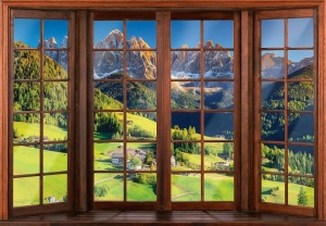 Papier Peint Panoramique XXL Nature Paysage alpin à effet de fenêtre 3D - Photo Murale Intissé