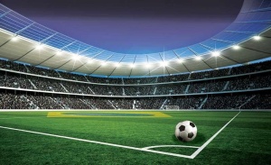 Papier peint pour garçons - Terrain de football - Photo Murale Intissé