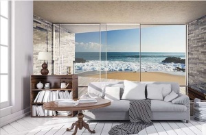 Papier Peint Panoramique 3D Mer Plage sur l'océan - Photo Murale Intissé - Img 2