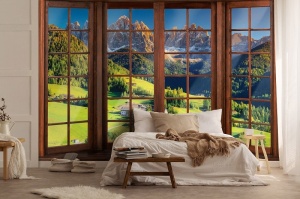 Papier Peint Panoramique XXL Nature Paysage alpin à effet de fenêtre 3D - Photo Murale Intissé - Img 2