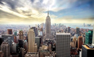 Papier Peint Panoramique XXL Villes de l'horizon de New York - Photo Murale Intissé