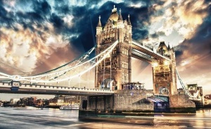 Papier peint Photo Murale XXL Villes du pont de Londres dans la soirée - 846