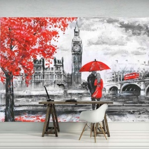 Papier peint photo murale XXL Vlies - Londres - Accents rouges - 11471 - Img 3
