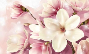 Poster Papier peint photo mural floral aux accents magnolia - 3505
