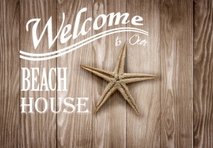 Papier Peint Panoramique XXL Mer Welcome beach house - Photo Murale Intissé