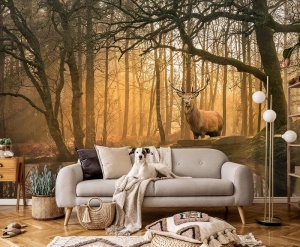 Papier Peint Panoramique XXL Nature cerfs dans la forêt - Photo Murale Intissé - Img 2