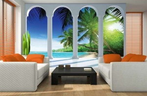 Papier peint Photo Mural Mer - Balcon sur une plage de sable - 2356 - Img 2