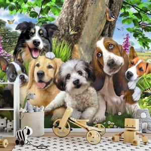 papiers peints pour chambre d'enfant - Chiens prenant la pose - 12877 - Img 2