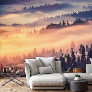 Papier Peint Panoramique XXL Nature Paysage de forêt brumeuse profonde - Photo Murale Intiss - Img 2