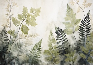 Papier peint Feuilles peintes en vert - 14880 - Img 1
