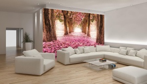 Papier Peint Panoramique XXL Nature Allée des fleurs - Photo Murale Intissé - Img 2