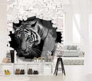 Tigre brisant le mur de briques - 10400A - Img 2