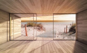 Papier peint Photo Murale 3D - Terrasse sur une belle plage de sable - 3290