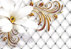 Papier Peint Photo Murale XXL Fleurs élégant blanc crème - Intissé