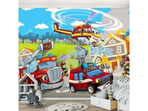 Papier Peint pour enfants de pompier - Photo Murale Intissé - Img 2