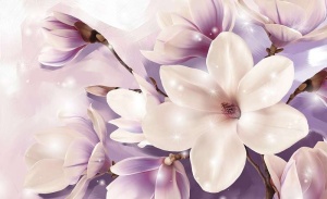 Poster Papier peint XXL mural floral aux accents violets - 3506