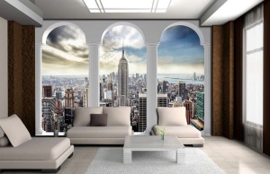 Papier Peint 3D Panoramique XXL Villes de New York pour salon - Photo Murale Intissé - Img 2