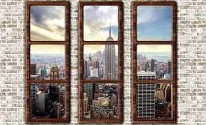 Papier peint 3D Photo Murale pour fenêtres de New York - Intissé