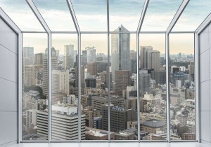 Papier Peint 3D Photo Murale XXL Villes - Vue sur la ville - fenêtre en noir et blanc - 13021