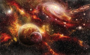 Papier peint Collision galaxie et poussière d'étoiles - Photo Murale Intissé
