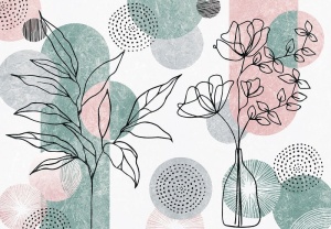 Papier peint Dessin au trait Fleurs Géométrie - 14525 - Img 1
