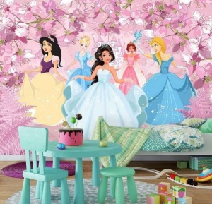 Papier Peint Enfants Princesses en rose - Photo Murale Intissé - Img 4