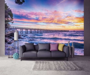 Papier Peint Panoramique XXL Mer coucher de soleil sur la plage - Photo Murale Intissé - Img 2