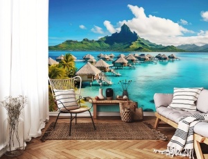Papier Peint Panoramique XXL Mer L'île paradisiaque - Photo Murale Intissé - Img 3