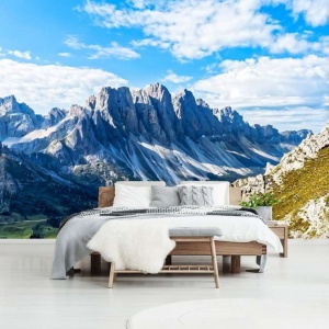 Papier Peint Panoramique XXL Nature Crêtes de montagne, ciel bleu au sommet d'une montagne - Photo Murale Intissé - Img 2
