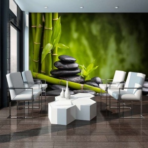 Papier Peint Panoramique XXL Nature relaxant - bambou et pierres zen - Photo Murale Intissé relaxant - 13036 - Img 2
