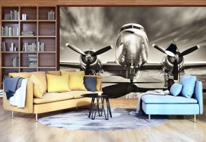 Poster en noir et blanc d'ancien avion - 11728 - Img 2