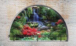 Vue 3D du jardin zen depuis une arche - 2838 - Img 1