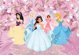 Papier Peint Enfants Princesses en rose - Photo Murale Intissé